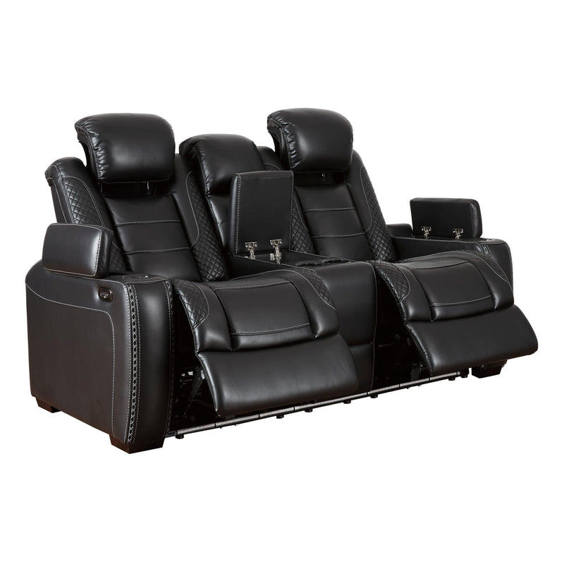 Signature Design by Ashley Party Time Power Reclining Leather Look Loveseat 3700318 IMAGE 2