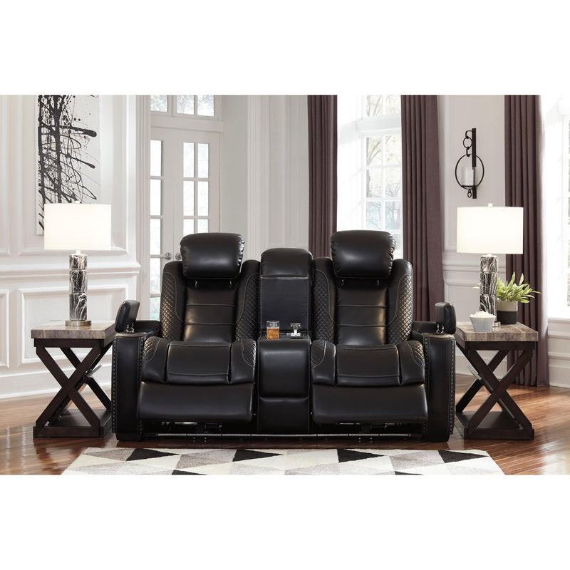 Signature Design by Ashley Party Time Power Reclining Leather Look Loveseat 3700318 IMAGE 6