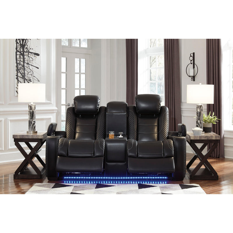 Signature Design by Ashley Party Time Power Reclining Leather Look Loveseat 3700318 IMAGE 7