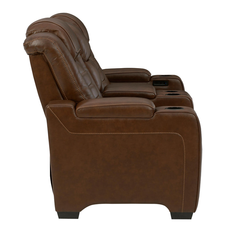 Signature Design by Ashley Backtrack Power Reclining Leather Match Loveseat U2800418 IMAGE 5