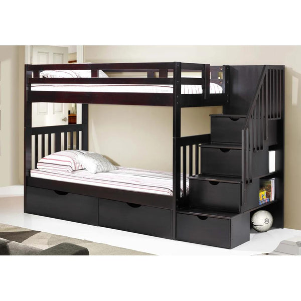Innovations Kids Beds Bunk Bed Naples Twin Over Twin Bunk With Storage Staircase and Under Bed Drawers IMAGE 1