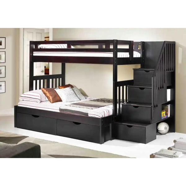 Innovations Kids Beds Bunk Bed Naples Twin Over Full Bunk With Storage Staircase and Under Bed Drawers IMAGE 1
