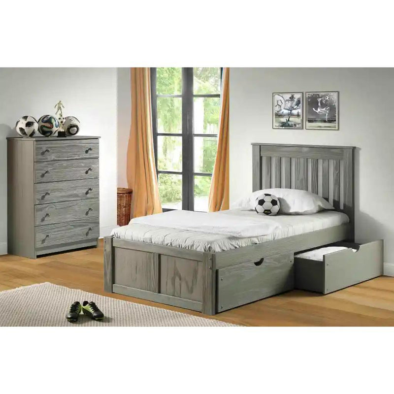 Innovations York Twin XL Platform Bed with Storage York Twin XL Platform Bed With Under Bed Chests - Grey IMAGE 2