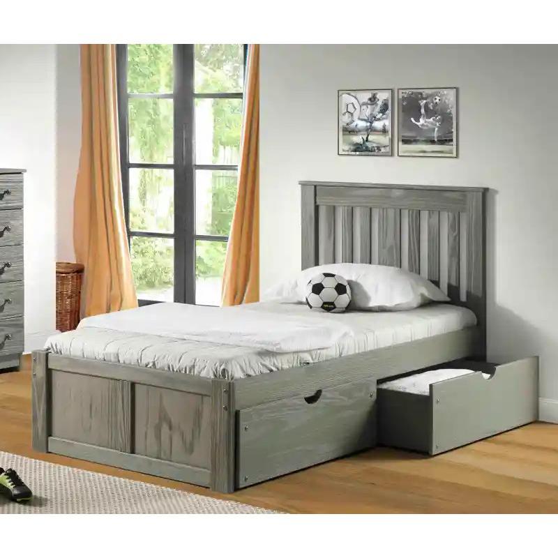 Innovations York Twin Platform Bed with Storage York Twin Platform Bed With Under Bed Chests - Grey IMAGE 1